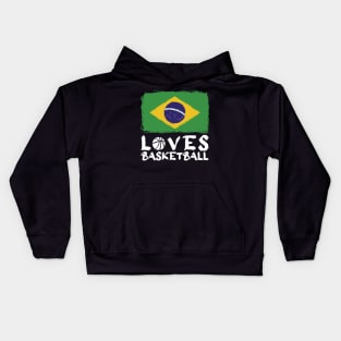 Brazil Loves Basketball Kids Hoodie